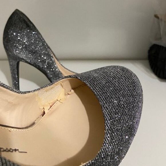 Jessica Simpson Silver Gray Shimmer Pumps size 6 Round Toe - Picture 3 of 5